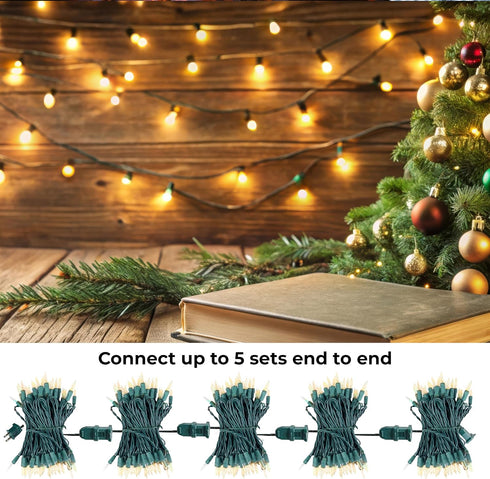 100 26.9 Christmas LED Lights Warm White String Lights for Indoor and Outdoor Decorative Use, Holiday and Tree Decor