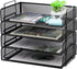 EASEPRES 4 Tier Stackable Desktop Document Letter Tray Organizer, The Mesh Collection, Black