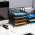 Mind Reader 4-Tier Paper Tray, Desktop Organizer, Metal Mesh, 12"L x 13.75"W x 12.5"H, Black