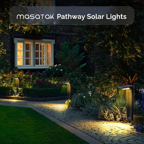 2 Pack 2 Warm White Solar Pathway Lights - Ultra Bright Waterproof Outdoor LED Lights for Garden, Walkway & Patio