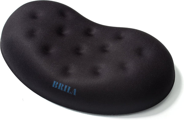 BRILA Ergonomic Memory Foam Mouse Wrist Rest Pad for Computer and Gaming - Black with Massage Holes