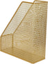 Martha Stewart Ryder Gold Mesh Metal Magazine File Holder, Desktop Organizer (9.75 x 3.75 x 11.5)