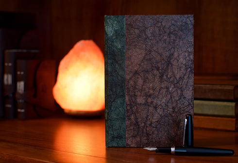 Kathmandu Valley Co. Nepali Eco Journal with Vintage Lokta Paper - Hand-made Notebook from Nepal (5x8, Dark Walnut)