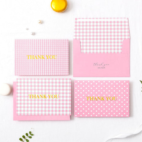 Envelopes,50 Pack Crisky Pink Thank You Cards with Lattice Polka Dot Thank You Cards Bulk for Baby Shower, Birthday