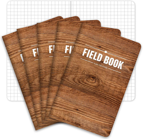 Elan Publishing Company Field Notebook, 3.5"x5.5", Wood Pattern, Graph Memo Book, Pack of 5 for Writing