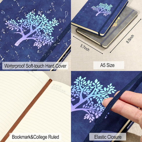Fanery Sue Journal Notebook 3 Pack Tree of Life Journals for Writing A5 College Ruled Lined Writing Personal Diary Notebooks 180° Lay Flat Thick Paper Hard Cover Leatherette 200 Pages by Fanery Sue