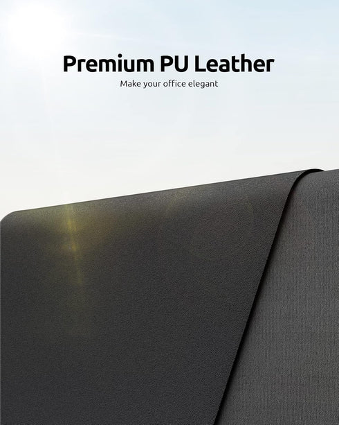 YSAGi Leather Desk Pad Protector, Large Non-Slip PU Leather Desk Blotter for Office and Home, Black
