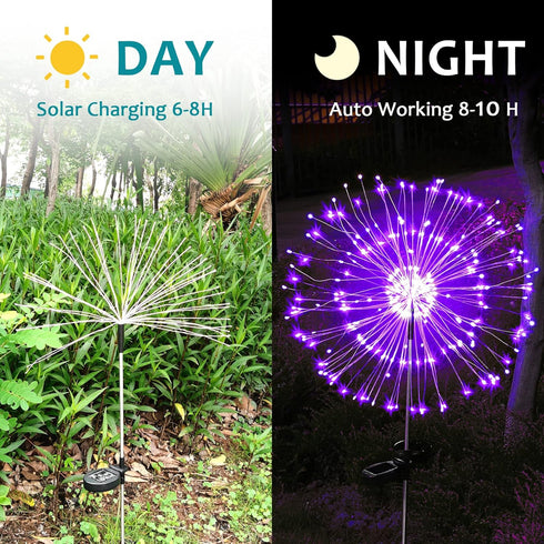 JJGoo Solar Garden Lights - 2 Pack 180 LEDs Solar Firework Lights for Outdoor Waterproof