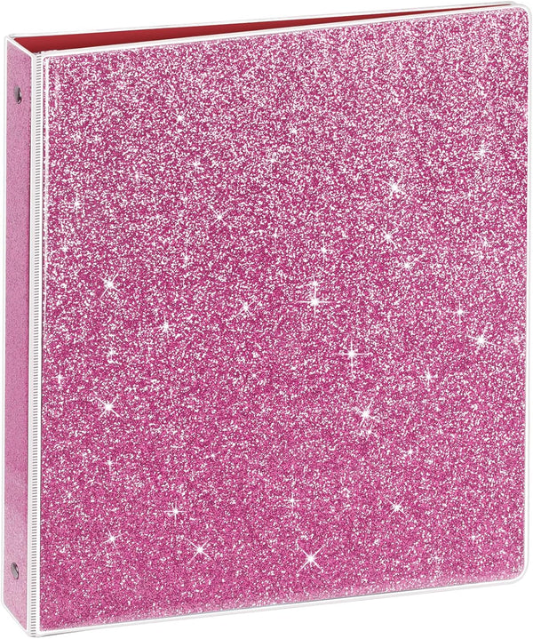 Glitter 3 Ring Binder Organizer, 1 Inch Binder Holds 300 Pages, Waterproof Durable View Binder, Pink, 10.5'' x 11.5''