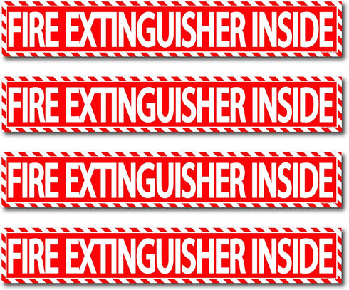 Fire Extinguisher Inside Sticker Decal Sign (4 Pack) 1.5" x 9" Self Adhesive for Trucks or Equipment