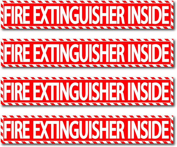 Fire Extinguisher Inside Sticker Decal Sign (4 Pack) 1.5" x 9" Self Adhesive for Trucks or Equipment