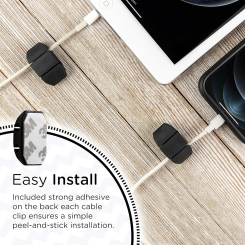 6 Pack, 46091-RF1 Cordinate Dual Slot Cable Management Dots, Cord Organizer Cable Holder Clips, Desk Cable Management