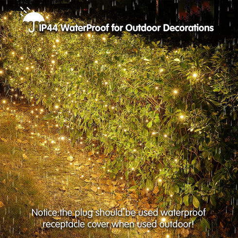 160LED 5ftx7ft, Dirnun Led Christmas Net Lights Outdoor Christmas Lights WarmWhite Waterproof Outdoor Indoor Fairy Mesh