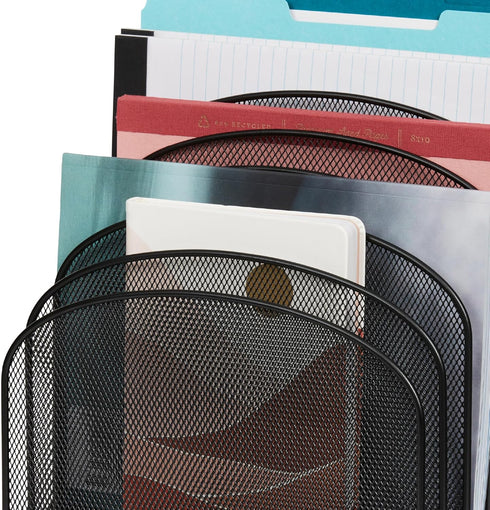 Safco Onyx 8-Tiered Vertical Desk Organizer, Steel Mesh Construction, Black for Home, Office, Classroom & More