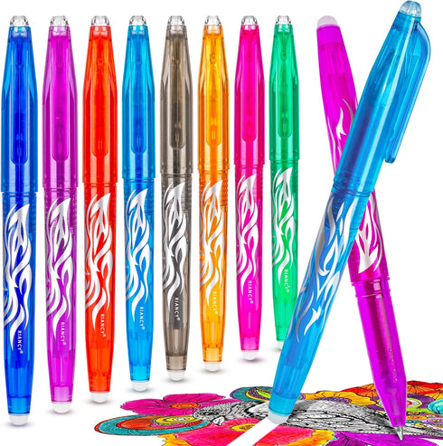 RIANCY Erasable Pens, 8 Colors Multicolored Gel Ink Rolling Ball Extra Fine Point Smooth Writing Pens with Eraser