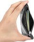 Wisdompro Badge Holder with Zipper, 2-Sided PU Leather College ID Holder, 1 ID Window, 4 Card Slots, Black