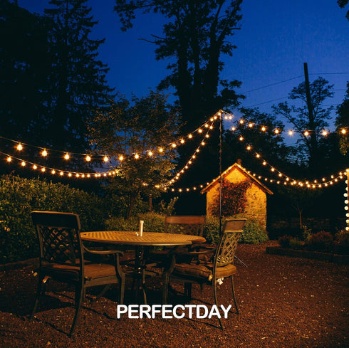 PERFECTDAY G40 25 Bulbs 27 Solar String Lights, Shatterproof LED Solar String Light Outdoor Umbrella Lights with - Ft