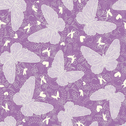 Purple Butterfly Floral Wallpaper - Peel and Stick Violet Flower Removable DIY Contact Paper for Decorative Walls