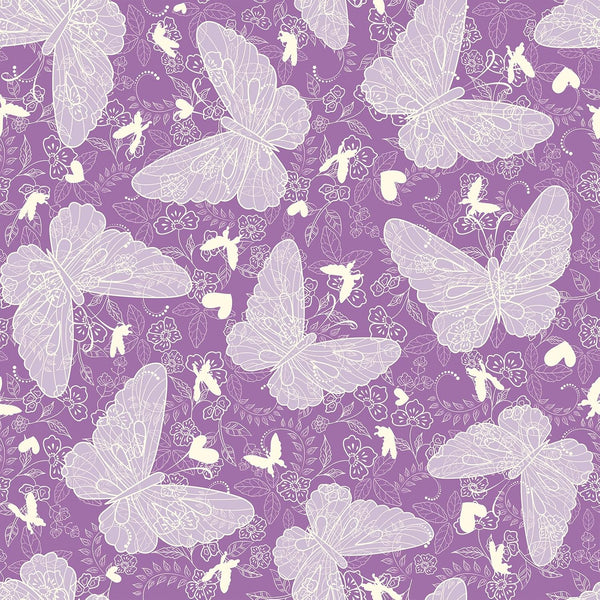 Purple Butterfly Floral Wallpaper - Peel and Stick Violet Flower Removable DIY Contact Paper for Decorative Walls