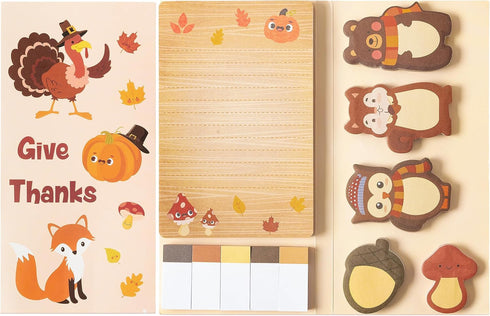 Fall Give Thanks Sticky Notes Set, 550 Sheets Thanksgiving Self-Stick Notes, Cute Woodland Animal Memo Pads for Students