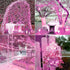 JMEXSUSS 2 Pack Pink Solar Christmas Lights - 33ft 100 LED Waterproof String Lights for Outdoor Decorations