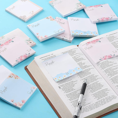 Mr. Pen Sticky Notes, 3”x3”, 12 Pads, Floral Sticky Notes, Colorful Sticky Notes, Bulk Sticky Notes