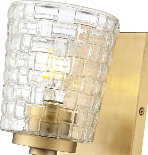 ML 22101-VB 1 Lighting | Saben Collection | | Indoor Light Wall Sconce in Vintage Brass with Clear Woven Lattice Glass