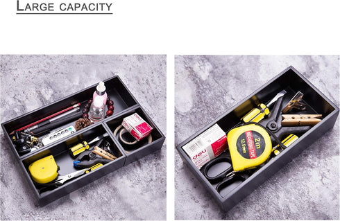 Bamboo Drawer Organizer Box, Black Office Organizer Boxes, 12"*4" for Home and Office Storage