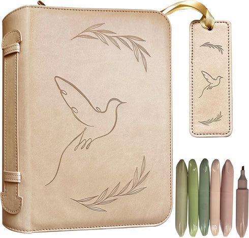 Custom Design Bible Cover, Bible Case with Highlighter Pens Set, Leather Bible Cover for Women and Men