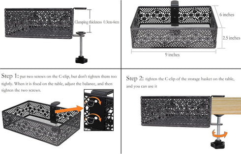 Clip-on Desk Organizers for Small Items, Can Be Clipped Around Table (Black)