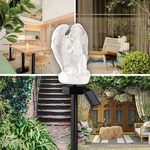 Garden Solar Light Outdoor Decor, Resin Angel Solar LED Light with Stake for Lawn Passage Walkway