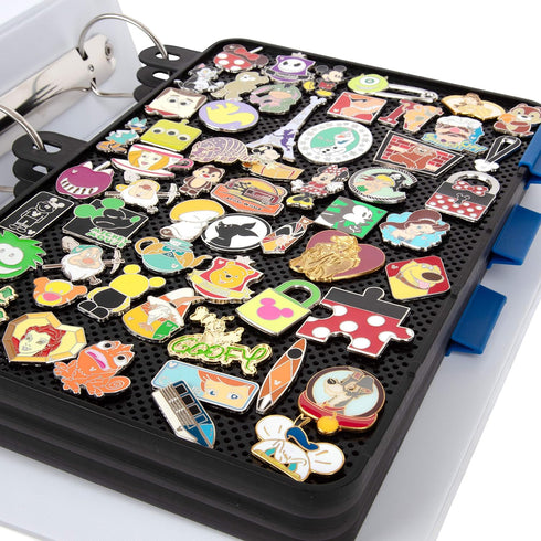 SCS Direct Enamel Pin Display Pages (3 PK) - Trade Your Disney Collectible Pins, Lay Flat with Pinbacks, Black