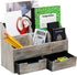 Executive Office Solutions Vintage Rustic Wooden Desk Organizer & Mail Rack - Distressed Torched Wood