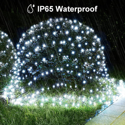 echosari Solar Net Lights Outdoor, 100 LED 5Ft x 5Ft Bush Net Light, Auto On/Off 8 Modes for Tree Fence Wall Decor
