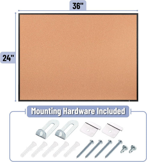 Mr. Pen Cork Board, 24”x36”, Black Framed Cork Bulletin Board for Walls, Push Pin Board, Vision Board.