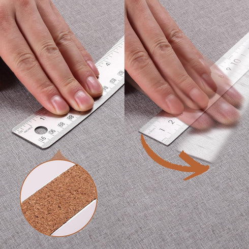 Metal Ruler 24 Inch, Stainless Steel Non Slip Straight Edge Ruler with Cork Backing for Woodworking