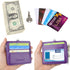 Wisdompro 2-Sided PU Leather ID Badge Holder with Zip, 1 ID Window, 4 Card Slots, 20 Inch Lanyard Strap - Purple