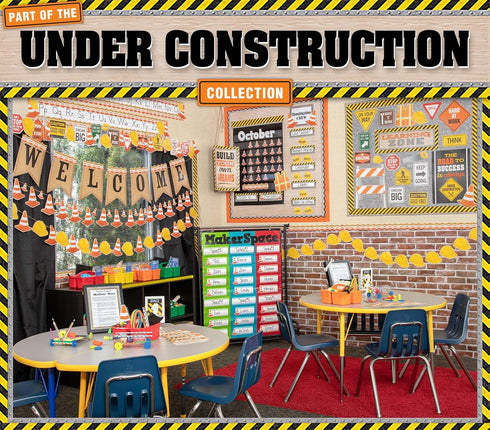 Teacher Under Construction Cones Accents
