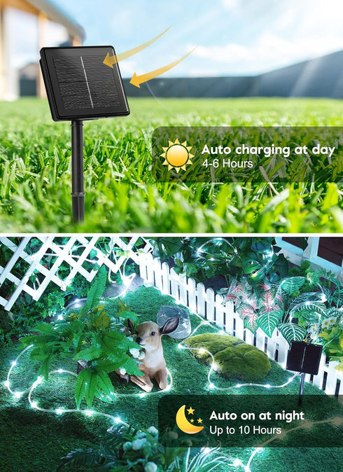 Brightown Solar Rope Lights, IP65 Waterproof 39FT 100LED Outdoor Solar String Lights for Holiday Decoration