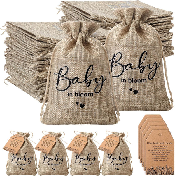 Fumete 50 Sets Baby Shower Party Favors, Baby in Bloom Mini Seed Packet Favors with Kraft Thank You Cards
