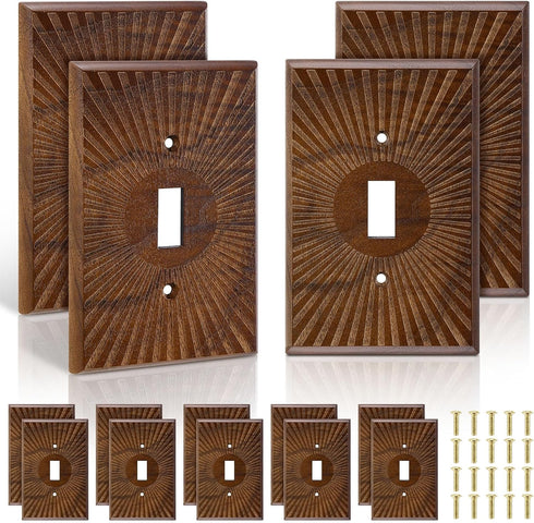 DoubleFill 10 Pcs Walnut Wood Switch Cover Brown Outlet Covers Wall Plate