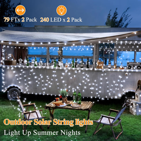 2 Pack 480LED 158FT, IP67 8 Solar String Lights Total Waterproof Solar Lights for Outside with Modes, Upgraded Solar