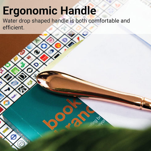 Uncommon Desks Rose Gold Letter Opener Knife, Smooth Metal Plated Envelope Opener, Ergonomic Handle for Home and