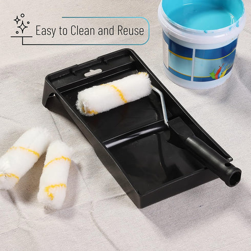 Bates Paint Tray Set, 10 pcs, 4-Inch Paint Roller Kit with Small Paint Roller Brush and Tray