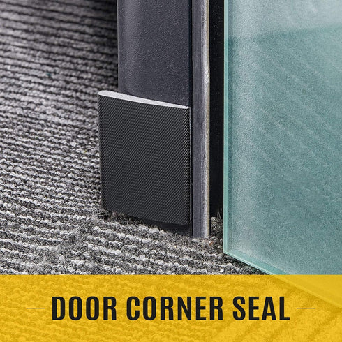 Zonon 16 Pieces Door Corner Seal Weatherstripping - Adhesive Corner Pads for Draft Protection (Black)