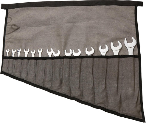 Wrench Pouch with 14 Pockets for Metric & Standard Wrench Organizer, Roll Up Pouch, 100% Dyed Cotton Duck Canvas