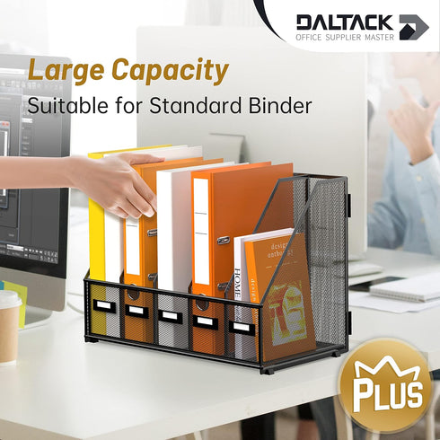 DALTACK Desk Organizers, Magazine Binder Folder Holder with 5 Vertical Compartments for Office Home School