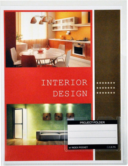 Lion Clear Project Folders with Index Pocket, 10 EA/Pack, 1 Pack (49120-CR)