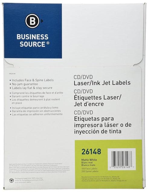 Business Source Laser/Inkjet CD/DVD Labels