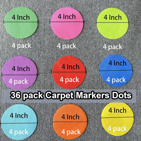 WELSTIK 36 Pack Spot Markers Carpet Markers for Classroom, 4" Rug Circles in 9 Colors